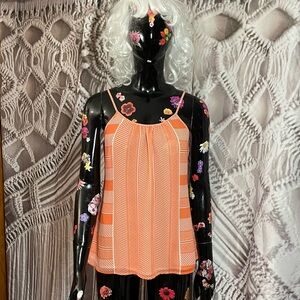 Banana Republic Orange with White Pattern Flowy Strappy Tank Top Women Size XS
